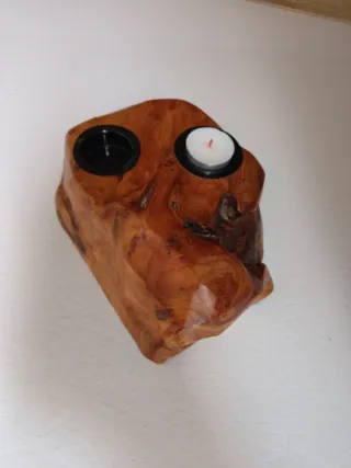 Portavelas de madera rústico