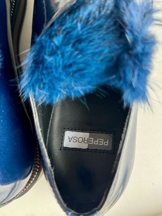 Scarpe Peperosa donna blu con pelliccia