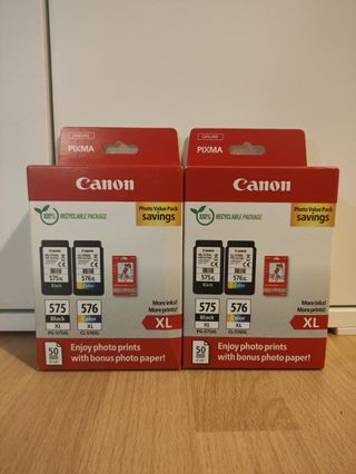 Lote de 2 Packs Canon Original – 575XL+576XL+Papel