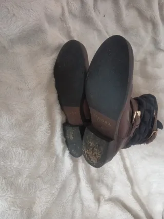 Botines de cuero marrones y azules  talla 38