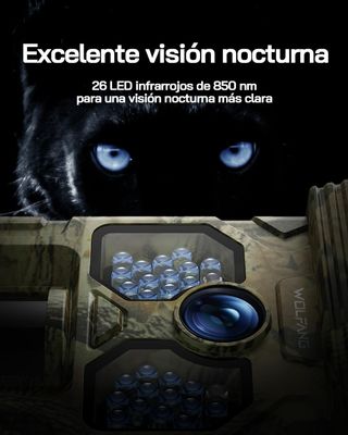 WOLFANG Cámara de Caza Solar WT02 SD 32Gb 4K 48MP