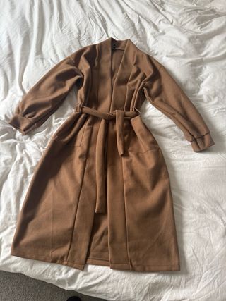 Abrigo paño largo marrón
