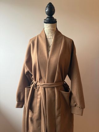 Abrigo paño largo marrón