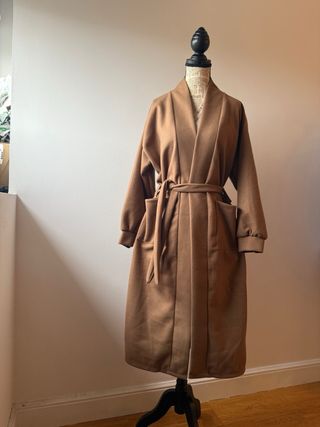 Abrigo paño largo marrón