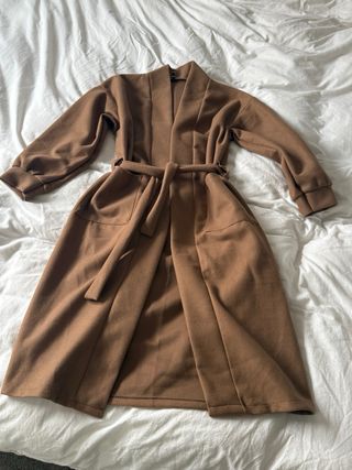 Abrigo paño largo marrón