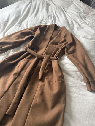 Abrigo paño largo marrón