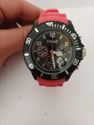 Orologio Chrono Uomo Nero e Rosso