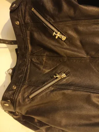 Cazadora motera cuero 1972 XL Harley Davidson