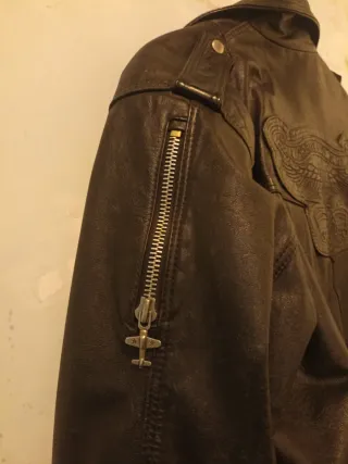 Cazadora motera cuero 1972 XL Harley Davidson