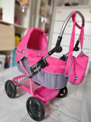 Carrello per bambole Chicco rosa e grigio