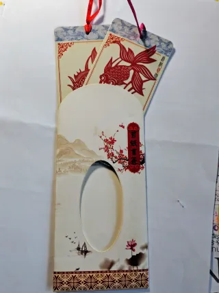 Segnalibro cinese con pesci rossi vintage