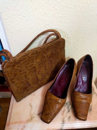 bolso Piel Serpiente Marrón