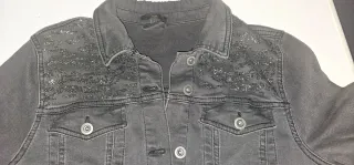 Cazadora vaquera negro claro con pedrería