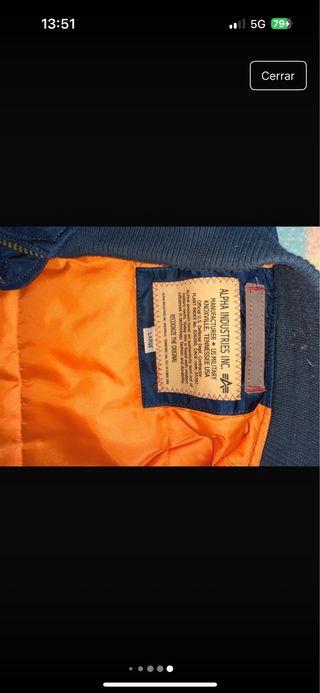 Chaqueta Alpha Industries NASA Azul nueva perfecto
