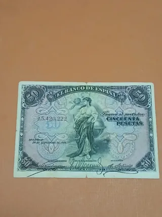 Billetes españoles 1000, 50, 500 pesetas