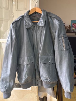 Chaqueta aviador gris de piel