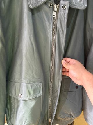 Chaqueta aviador gris de piel