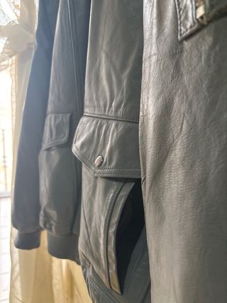 Chaqueta aviador gris de piel