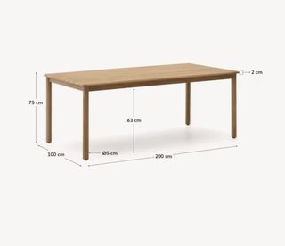 Mesa Sori de madera maciza de acacia FSC 100% 200 x 100 cm