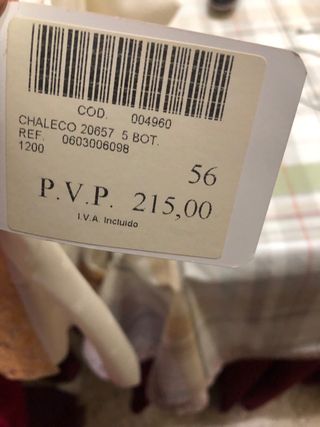 Chaleco traje hombre talla 54