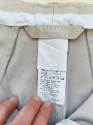 Pantalón S Max Mara beige elegante slim T36
