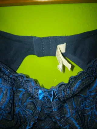 Sujetador 95G Negro y Azul Encaje