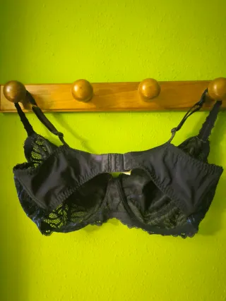 Sujetador 95G Negro y Azul Encaje