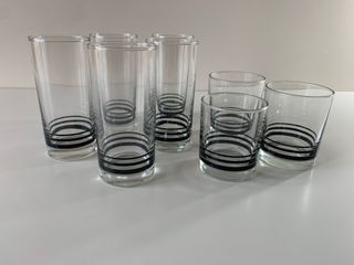 Set Bicchieri Eleganti con Strisce Nere