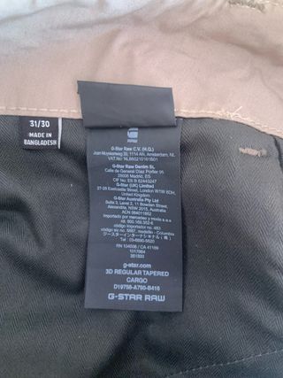 Pantalón G-Star RAW Talla 40 Bolsillos Verde Oliva