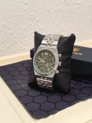 Reloj Benyar Hombre Esfera Verde y Plata