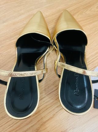 Zapatos piel Massimo Dutti dorados a estrenar