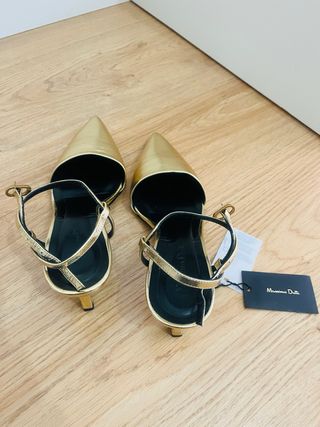 Zapatos piel Massimo Dutti dorados a estrenar