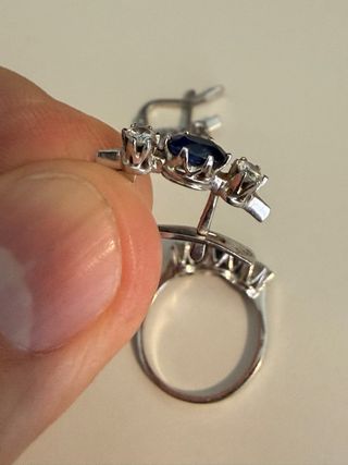 Conjunto Joyas Oro blanco, Zafiro y Diamantes