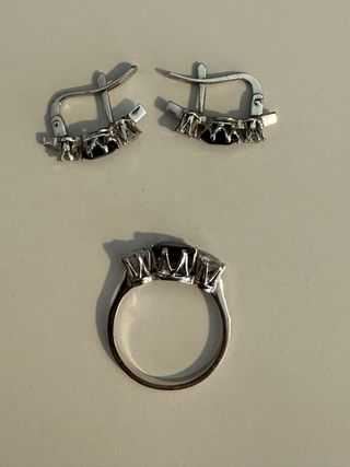 Conjunto Joyas Oro blanco, Zafiro y Diamantes