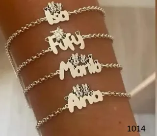 Pulsera plata 1 Ley con nombres y Minnie