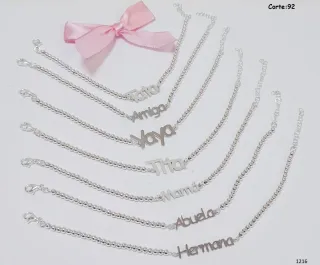 Pulsera plata con nombre