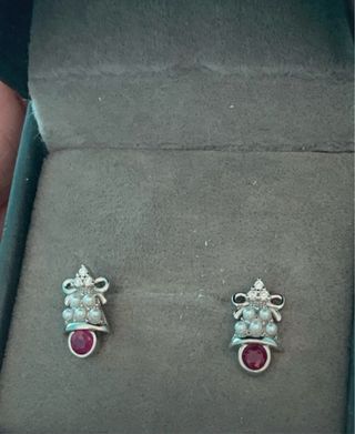 Pendientes Plata con Rubíes