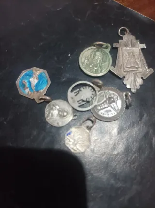 Lote Medallas Plata y Esmalte Virgen María