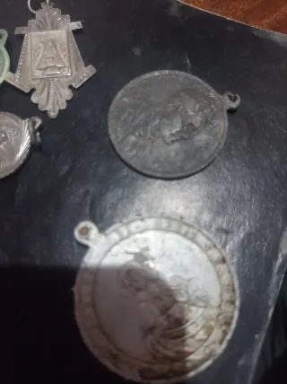 Lote Medallas Plata y Esmalte Virgen María