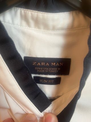 Camisa Zara Blanca Cuello Mao