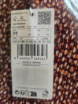 Vestido manga larga mujer talla M