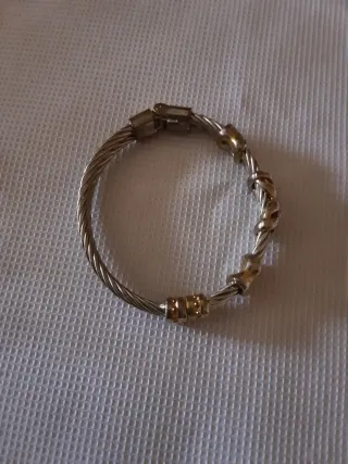 Pulsera Acero Trenzado Dorado y Plateado.