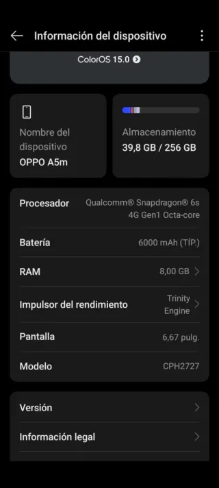 Oppo A5m Negro