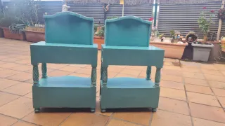 Due Comodini Vintage in Legno Turchese