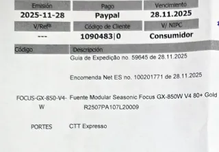 Fuente Seasonic Focus GX 850W Gold ATX 3.1