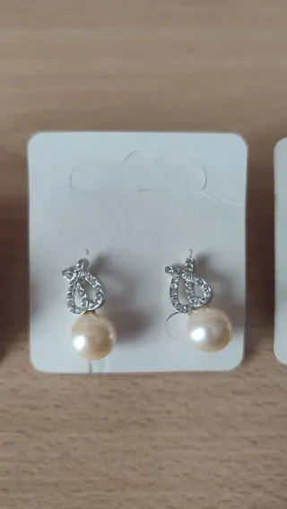 Lote 3 pares pendientes perlas