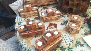 Centrotavola portacandele in legno massello