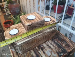 Centrotavola portacandele in legno massello