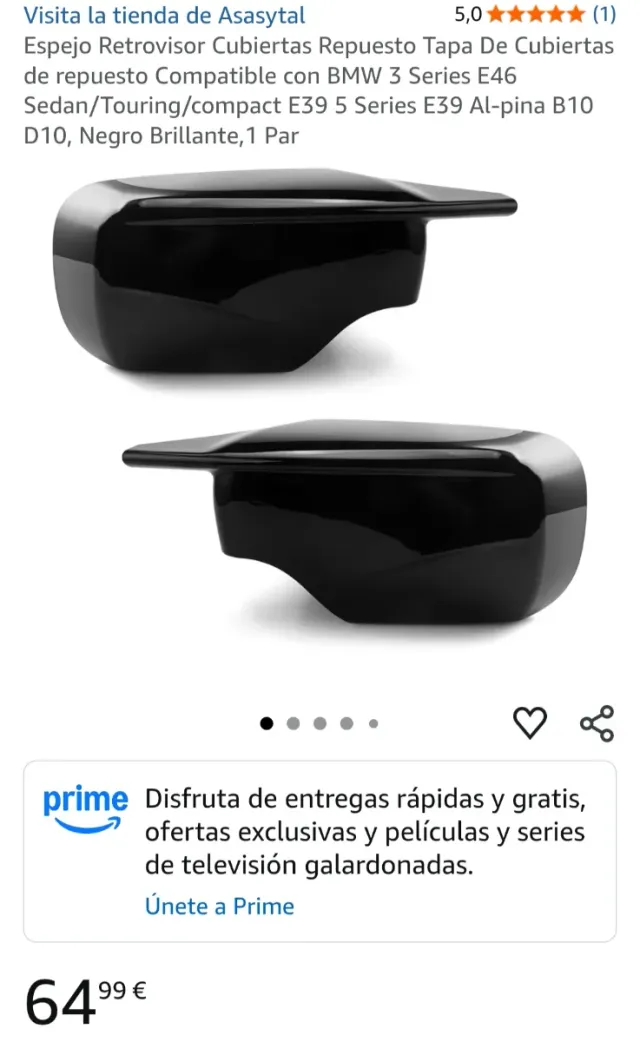 Carcasas Retrovisores BMW E46 Negro Brillante