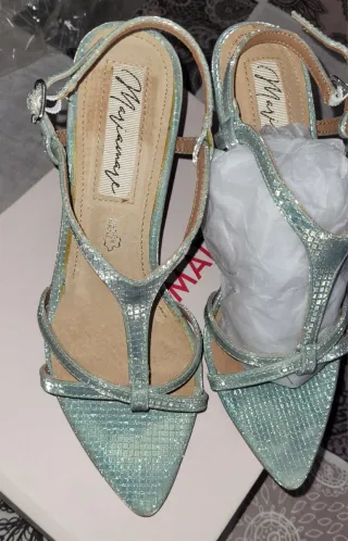 Sandalias Mariamare Piel Azul/ Brillo